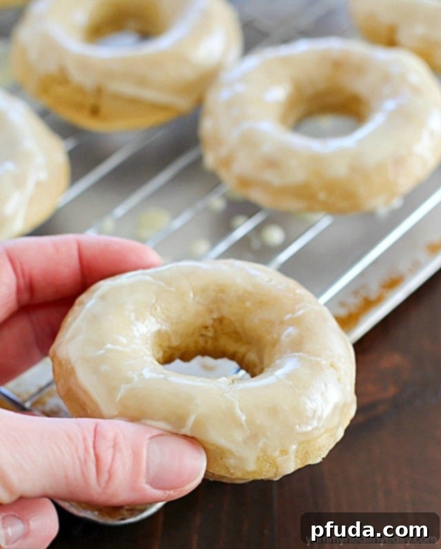 Baked Eggnog Donuts with Eggnog Glaze for the breakfast WIN! These homemade donuts are full of eggnog flavor, moist on the inside, totally easy to make and completely dairy free! If you like eggnog, these are a must-make! Perfect for Christmas breakfast!! AD