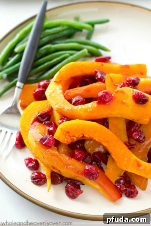 Honey Glazed Roasted Butternut Squash and Cranberries, a vibrant and healthy side dish