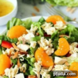 Top-down view of a bowl of Chinese Chicken Salad, representing a healthy and easy meal idea.