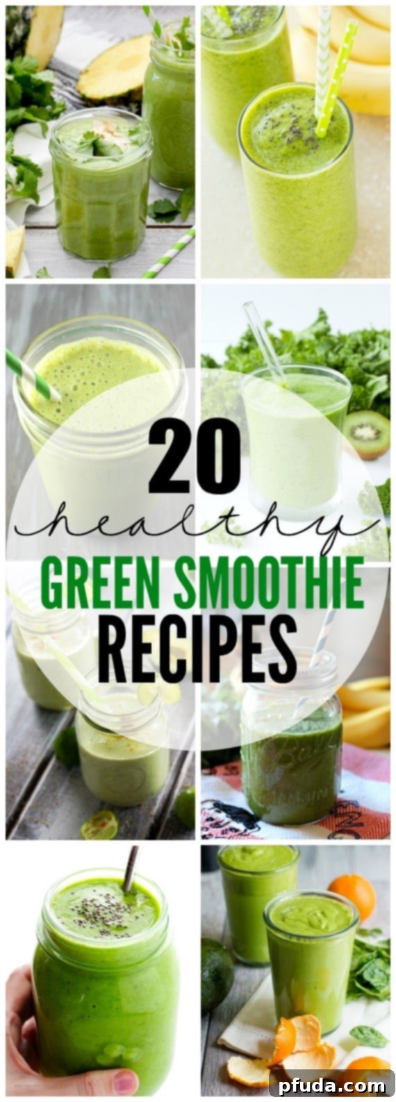A vibrant green smoothie in a tall glass jar, surrounded by fresh ingredients like leafy spinach, ripe bananas, and a pitcher of milk, symbolizing health, natural energy, and easy nutrition.