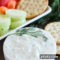 Enjoy Creamy Cucumber Dill Dip and Enter Our Giveaway 2 A vibrant and inviting bowl of Creamy Cucumber Dill Dip, perfectly garnished with fresh dill sprigs and ready to be served as a refreshing snack.