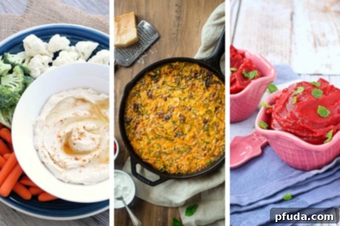 More low-carb, low-sugar blender recipes like Cauliflower Hummus and Roasted Red Pepper Zoodle Casserole.